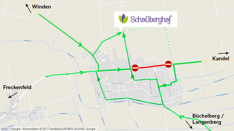 Schoßberghof Umleitung Minfeld Anfahrt